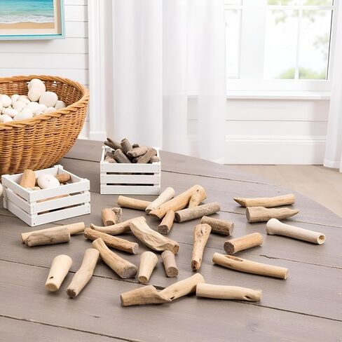 20pcs قطع الخشب الطبيعية - ديكور شاطئ مختلط بحجم DIY | شرائح وفروع خشبية ريفية لحشو المزهرية ، إطارات الصور ، لوازم الحرف ، الحرف الخشبية الطبيعية in Kuwait