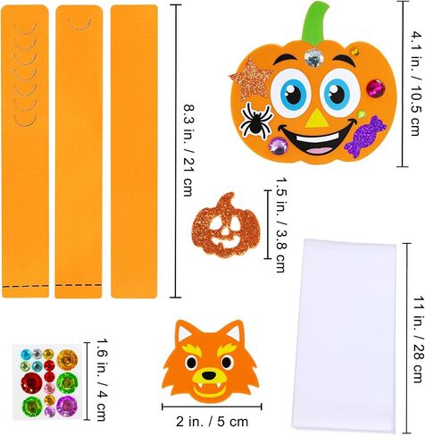 Winlyn 24 Sets Halloween Headbands Craft Kits DIY Crown Art Sets With Foam Stickers - Spider, Bat, Jack-o'-Lantern, Witch Hat - for Kids Classroom Activities, Party, Trick-or-Treat in Saudi Arabia