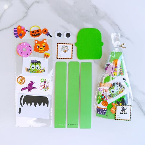 Winlyn 24 Sets Halloween Headbands Craft Kits DIY Crown Art Sets With Foam Stickers - Spider, Bat, Jack-o'-Lantern, Witch Hat - for Kids Classroom Activities, Party, Trick-or-Treat in Saudi Arabia