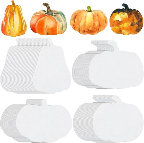 100 Pcs Color Diffusing Paper Pumpkins 6 Inches Assorted Shape Color Diffusing Fall Thanksgiving Crafts Watercolor Pumpkins for Autumn Arts and Crafts Decoration, 4 Styles in Saudi Arabia