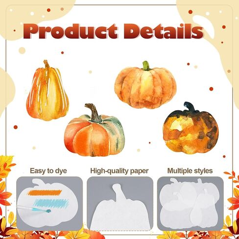 100 Pcs Color Diffusing Paper Pumpkins 6 Inches Assorted Shape Color Diffusing Fall Thanksgiving Crafts Watercolor Pumpkins for Autumn Arts and Crafts Decoration, 4 Styles in Saudi Arabia