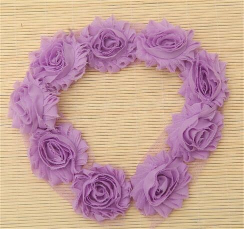 3 Yard Boutique Shabby Chic Fabric 3D Chiffon Rose Flower Lace Edge Trim Ribbon 6 cm Wide Vintage Style Edging Trimming Fabric Embroidered Applique Sewing Craft Wedding Bridal Dress(White) in Kuwait