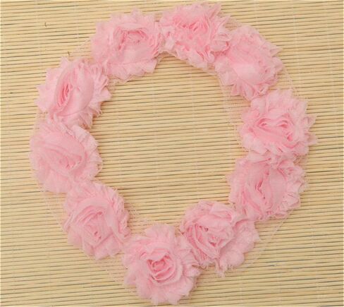 3 Yard Boutique Shabby Chic Fabric 3D Chiffon Rose Flower Lace Edge Trim Ribbon 6 cm Wide Vintage Style Edging Trimming Fabric Embroidered Applique Sewing Craft Wedding Bridal Dress(White) in Kuwait
