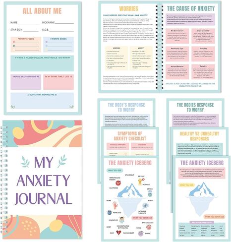 TaoBary Anxiety Journal Guided Anxiety Relief Notebook Cbt Therapy Mental Health Journal, Guided Prompts & Self-care Checklist, Wellness Workbook to Manage Emotions, Stop Worrying in Kuwait