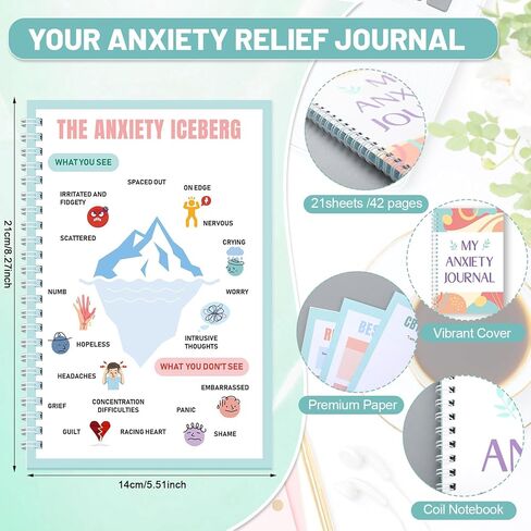 TaoBary Anxiety Journal Guided Anxiety Relief Notebook Cbt Therapy Mental Health Journal, Guided Prompts & Self-care Checklist, Wellness Workbook to Manage Emotions, Stop Worrying in Kuwait