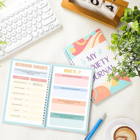 TaoBary Anxiety Journal Guided Anxiety Relief Notebook Cbt Therapy Mental Health Journal, Guided Prompts & Self-care Checklist, Wellness Workbook to Manage Emotions, Stop Worrying in Kuwait