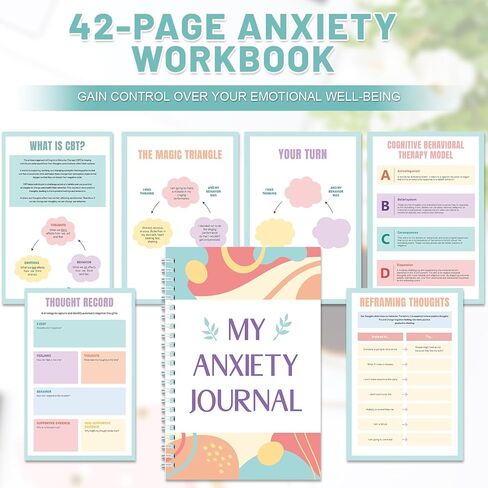 TaoBary Anxiety Journal Guided Anxiety Relief Notebook Cbt Therapy Mental Health Journal, Guided Prompts & Self-care Checklist, Wellness Workbook to Manage Emotions, Stop Worrying in Kuwait