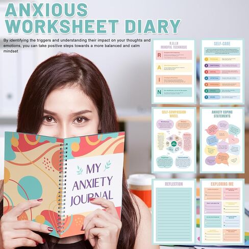 TaoBary Anxiety Journal Guided Anxiety Relief Notebook Cbt Therapy Mental Health Journal, Guided Prompts & Self-care Checklist, Wellness Workbook to Manage Emotions, Stop Worrying in Kuwait