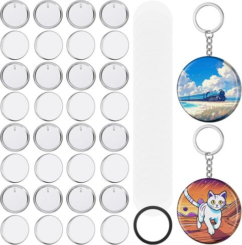 100 SetsButton Maker Keychains Supplies, 58 mm/ 2.25 Inch Metal Button Badge Sets, Including Metal Shell, Plastic Film, Backing Parts, Keychains, Perfect for Button Maker Machine & Badge Press in Kuwait
