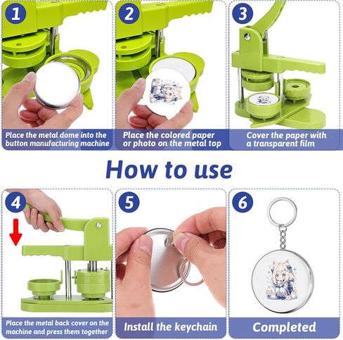 100 SetsButton Maker Keychains Supplies, 58 mm/ 2.25 Inch Metal Button Badge Sets, Including Metal Shell, Plastic Film, Backing Parts, Keychains, Perfect for Button Maker Machine & Badge Press in Kuwait