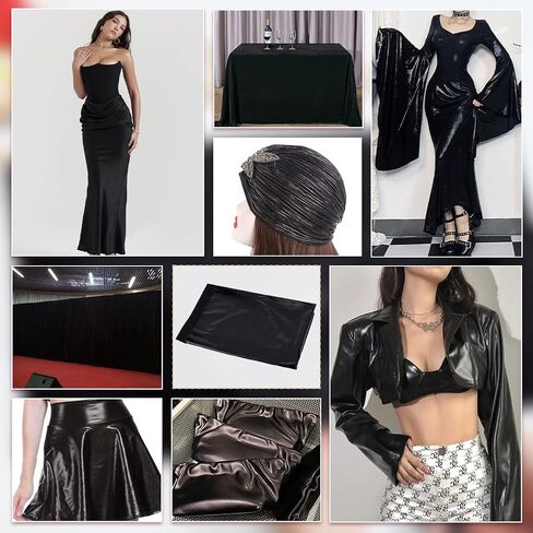 Ph Pandahall 1 ساحة النسيج الأسود المعدني رقائق معدنية 59 بوصة واسعة من الأقمشة اللامعة رقائق إبطال النسيج لعيد الهالوين DIY صياغة الحدث الزخرفة الأزياء Cosplay Package Christmas in Kuwait