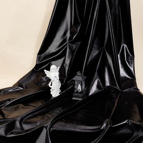 Ph Pandahall 1 ساحة النسيج الأسود المعدني رقائق معدنية 59 بوصة واسعة من الأقمشة اللامعة رقائق إبطال النسيج لعيد الهالوين DIY صياغة الحدث الزخرفة الأزياء Cosplay Package Christmas in Kuwait