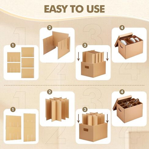 Maitys 8 Sets Moving Box Glasses and Dish Divider Kits (Box Not Included), Wine Glassware Dish Packing Moving Boxes, Cardboard Dividers for Boxes in Saudi Arabia