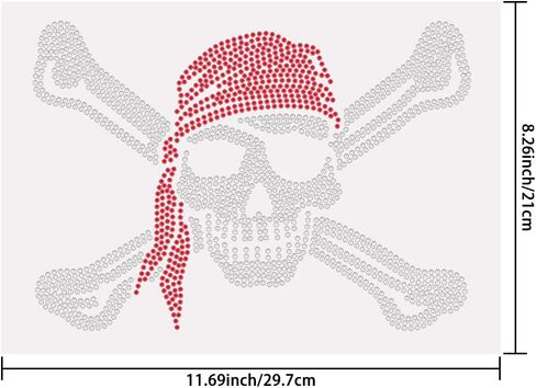 SUPERDANT Pirate Skull Iron on Rhinestones Transfer Halloween Crossbones Bling Decals for T-Shirt Crystal DIY Heat Transfer Stickers Crystal Decor for Clothing Tote Bag DIY Art Craft Gifts in Saudi Arabia
