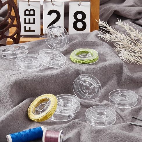 SUNNYCLUE 15Pcs 50 x 10mm Empty Spool Flat Plastic Spools White Wire Flat Embroidery Thread Weaving Organizer String Holder Bobbin for Sewing Stitching Crochet Needle Yarn DIY Supplies Women Adults in Kuwait
