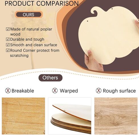 Whaline 5pcs خريف عيد الشكر قطع الخشب غير المكتمل مع 80pcs شرائط أوراق القيقب مزيفة 11.6 بوصة حبل القنب الحبل الخريف لشرائح خشبية لخريف هالوين ديكور ديكور المنزل in Saudi Arabia