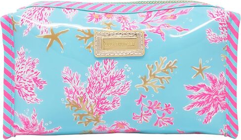 Lilly Pulitzer PVC Zipper Pouch, Cute Pencil Case for Adults, Travel Toiletry Bag, Small Pouch Bag for Supplies, Makeup or Toiletries (Royal Coral) in Saudi Arabia