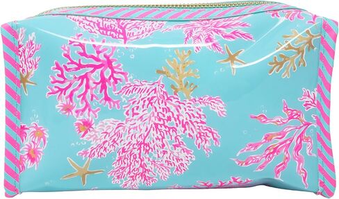 Lilly Pulitzer PVC Zipper Pouch, Cute Pencil Case for Adults, Travel Toiletry Bag, Small Pouch Bag for Supplies, Makeup or Toiletries (Royal Coral) in Saudi Arabia