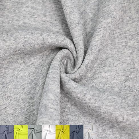Stylish FABRIC 61" Wide Poly Cotton Fleece Fabric by The Yard-250 GSM, Medium Weight, Soft, Warm, Breathable, 2-Way Stretch – for Apparel, Activewear, Hoodies & DIY, Heather Grey 1 Yard in Saudi Arabia