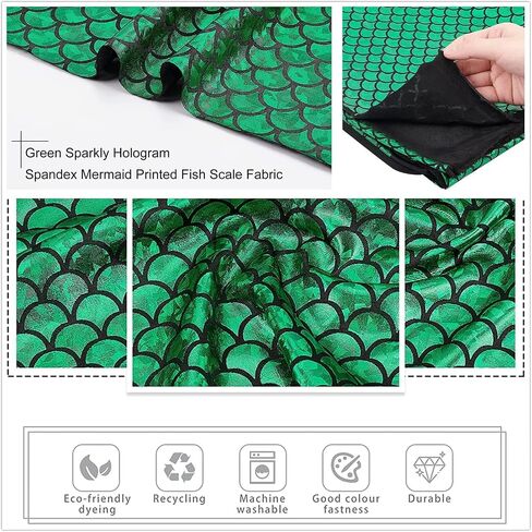 Fingerinspire Scales Mermaid Scales Fabric 39.4x59 بوصة Sea Green Green Hologram 2 Way Struck SPANDEX SPANDEX Mermaid Printed Scale Scale for Select in Saudi Arabia