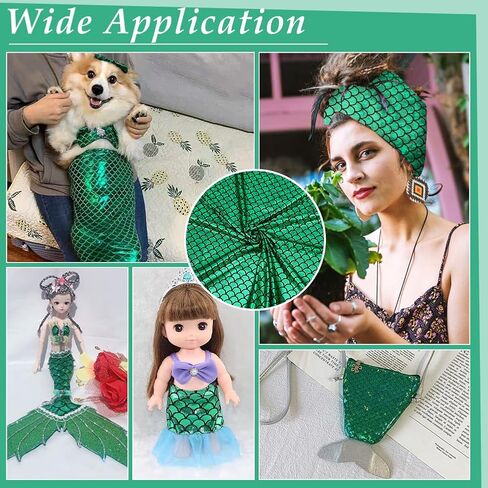 Fingerinspire Scales Mermaid Scales Fabric 39.4x59 بوصة Sea Green Green Hologram 2 Way Struck SPANDEX SPANDEX Mermaid Printed Scale Scale for Select in Saudi Arabia
