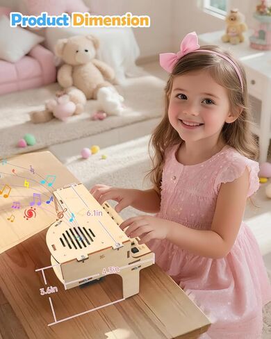 Poraxy STEM Toys for Girls Age 8-12, Playable Piano,Wooden 3D Puzzles Craft Kits for Girls Ages 8 9 10 11 13 14 15 16, Science Kits for Kids 12-14 Christmas Birthday Gifts for Girl Boy Teen in Saudi Arabia