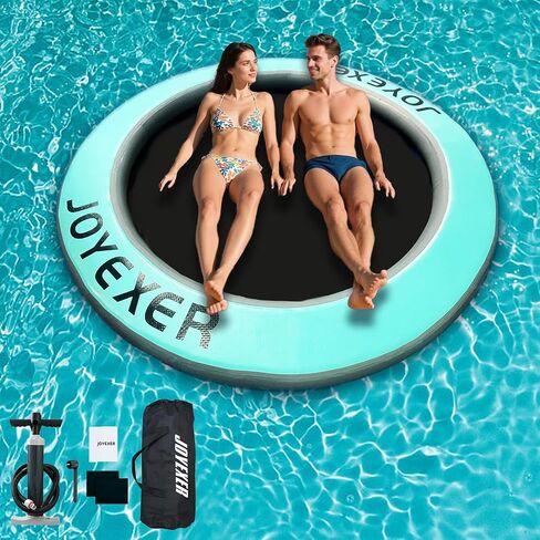 Round Floating Ring, 8FT Inflatable Water Hammock Lake Floats for Adults, Inflatable Floating Dock Platform for Lake, Beach, Ocean in Kuwait