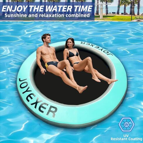 Round Floating Ring, 8FT Inflatable Water Hammock Lake Floats for Adults, Inflatable Floating Dock Platform for Lake, Beach, Ocean in Kuwait