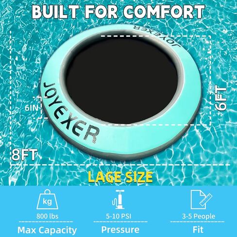 Round Floating Ring, 8FT Inflatable Water Hammock Lake Floats for Adults, Inflatable Floating Dock Platform for Lake, Beach, Ocean in Kuwait