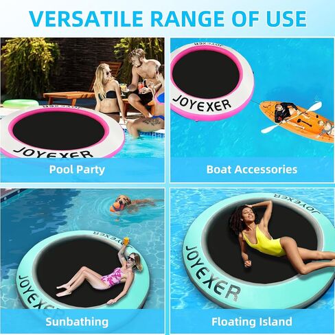 Round Floating Ring, 8FT Inflatable Water Hammock Lake Floats for Adults, Inflatable Floating Dock Platform for Lake, Beach, Ocean in Kuwait