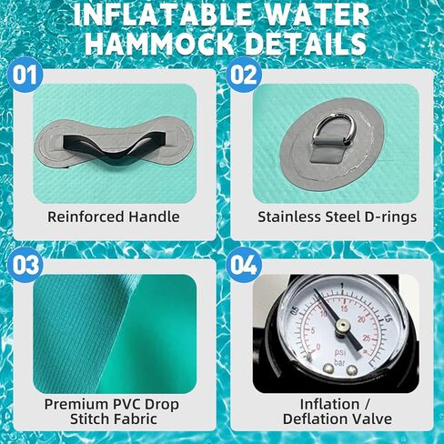 Round Floating Ring, 8FT Inflatable Water Hammock Lake Floats for Adults, Inflatable Floating Dock Platform for Lake, Beach, Ocean in Kuwait