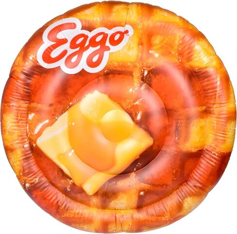Giant Eggo Waffle 5 Feet Large Round Inflatable Pool Float, Raft, Beach & Lake, Tanning Lounger, Durable Vinyl in Saudi Arabia