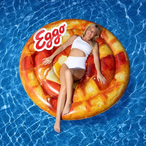 Giant Eggo Waffle 5 Feet Large Round Inflatable Pool Float, Raft, Beach & Lake, Tanning Lounger, Durable Vinyl in Saudi Arabia