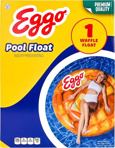 Giant Eggo Waffle 5 Feet Large Round Inflatable Pool Float, Raft, Beach & Lake, Tanning Lounger, Durable Vinyl in Saudi Arabia