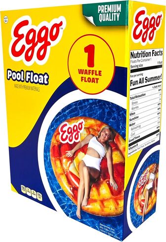 Giant Eggo Waffle 5 Feet Large Round Inflatable Pool Float, Raft, Beach & Lake, Tanning Lounger, Durable Vinyl in Saudi Arabia