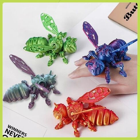12 PCS 3D PRINED BEES Animals مجموعة ، ألعاب ثلاثية الأبعاد ، أجنحة تفكيكها-مزيج من المفاصل واللون ، ألعاب تململ للاحتفال هدايا عيد ميلاد الحيوانات الأليفة المكتبية ديكور المنزل in Kuwait