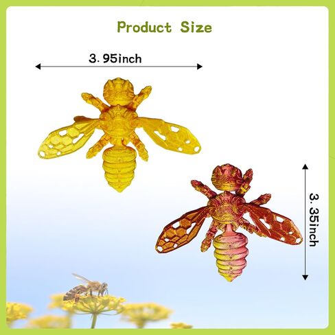 12 PCS 3D PRINED BEES Animals مجموعة ، ألعاب ثلاثية الأبعاد ، أجنحة تفكيكها-مزيج من المفاصل واللون ، ألعاب تململ للاحتفال هدايا عيد ميلاد الحيوانات الأليفة المكتبية ديكور المنزل in Kuwait