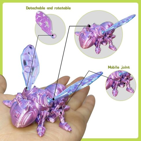 12 PCS 3D PRINED BEES Animals مجموعة ، ألعاب ثلاثية الأبعاد ، أجنحة تفكيكها-مزيج من المفاصل واللون ، ألعاب تململ للاحتفال هدايا عيد ميلاد الحيوانات الأليفة المكتبية ديكور المنزل in Kuwait