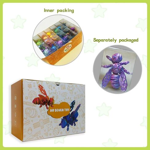 12 PCS 3D PRINED BEES Animals مجموعة ، ألعاب ثلاثية الأبعاد ، أجنحة تفكيكها-مزيج من المفاصل واللون ، ألعاب تململ للاحتفال هدايا عيد ميلاد الحيوانات الأليفة المكتبية ديكور المنزل in Kuwait
