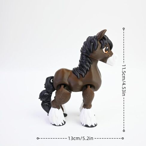 3D Printed Foal, 3D Printed Animals, Full Articulated Flexible Fidget Toys for Desk Décor - Brown - Small - 5Inch in Kuwait