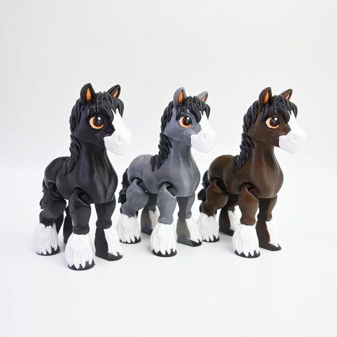 3D Printed Foal, 3D Printed Animals, Full Articulated Flexible Fidget Toys for Desk Décor - Brown - Small - 5Inch in Kuwait