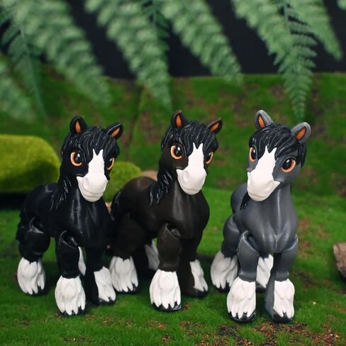 3D Printed Foal, 3D Printed Animals, Full Articulated Flexible Fidget Toys for Desk Décor - Brown - Small - 5Inch in Kuwait