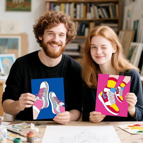 Webeedy 4 Pack Premn Canvas Sneaker Painting Kit 8x10 بوصة مسبقًا من الأحذية الرياضية القماشية للبالغين والبالغين والطلاء لعيد عيد الحب يوم الزفاف ليلة عيد الميلاد. in Saudi Arabia