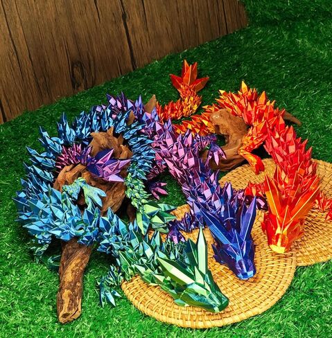 24 Inch Large 3D Printed Dragon, 3D Printed Animals Fidget Toy Articulated Crystal Dragon, Large Dragons Present, Home Office Decor Executive Desk Toys in Saudi Arabia