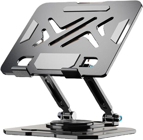 Full Metal 360 ° Rotating Adjustable iPad Stand, Aluminum Alloy Carbon Steel Desktop Universal Equipment Support Stand, Foldable and Portable, Stable Heat Dissipation. in Saudi Arabia