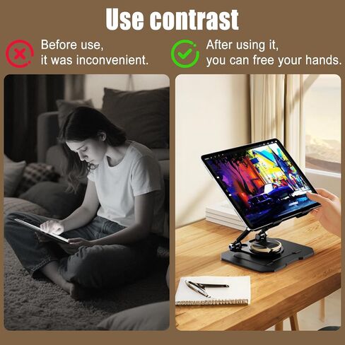 Full Metal 360 ° Rotating Adjustable iPad Stand, Aluminum Alloy Carbon Steel Desktop Universal Equipment Support Stand, Foldable and Portable, Stable Heat Dissipation. in Saudi Arabia
