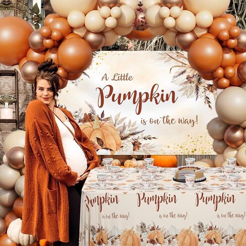 MEHOFOND Fall Pumpkin Baby Shower Decorations, Boho Floral Paper Plates and Napkins Party Supplies Disposable, Autumn Orange Brown Balloon Garland Arch Kit with Banner and Foil Balloons, Serve 24 in Saudi Arabia