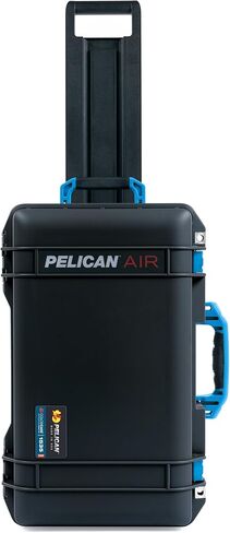 Pelican Air 1535 Carry-on Case by ColorCase - Black - Medium Size Waterproof Case with Gray Padded Microfiber Dividers & Laptop Computer Lid Pouch - Black Handles & TSA Locking Latches in Kuwait
