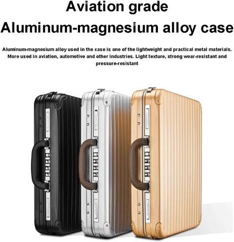 Aluminum Briefcase, Men's Business Laptop Case, Home Medical Kit Now Instrument And Equipment Toolbox With Straps (Color : Gold, Size : 16in) in Saudi Arabia