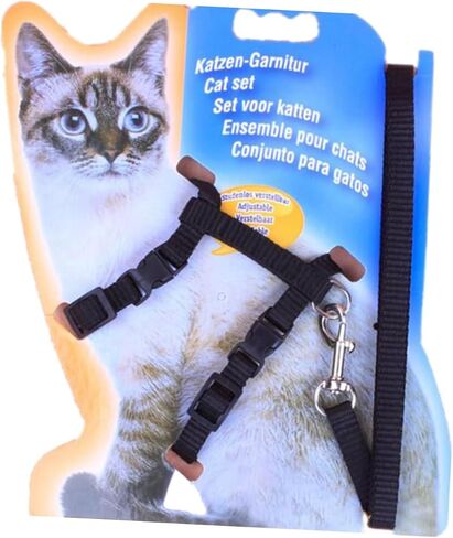 GANAZONO Djustable Kitten Harness Retractable Leash Cat Walking Harness and Leash Traction Rope Black in Saudi Arabia